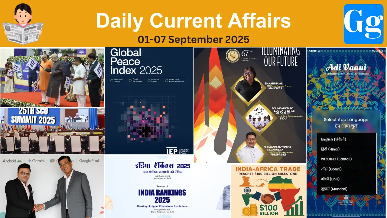 Daily Current Affairs 01-07 September 2025